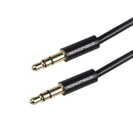 0844660095644 - MONOPRICE 109564 COILED 3-FEET 3.5MM MALE TO 3.5MM MALE STEREO AUDIO CABLE, BLACK