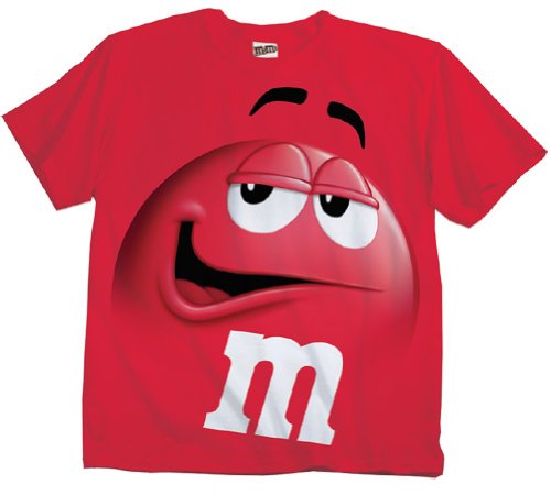 0844718809070 - M&M M&M'S CANDY RED SILLY CHARACTER FACE ADULT T-SHIRT (ADULT MEDIUM)