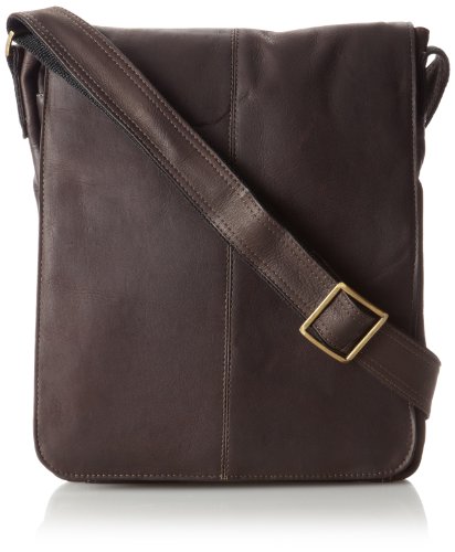 0844739015283 - DAVID KING & CO. SMALL VERTICAL MESSENGER BAG, CAFE, ONE SIZE