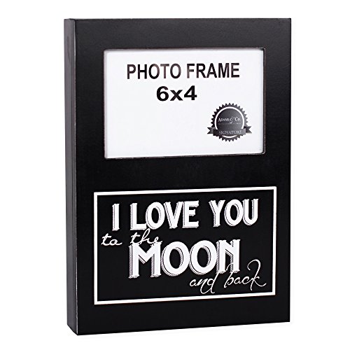0844796049634 - I LOVE YOU TO THE MOON AND BACK 4 X 6 BLACK AND WHITE WOOD PICTURE FRAME