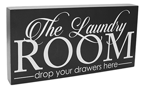 0844796058117 - ADAMS & CO 14X7X1.5 WOOD SIGN (THE LAUNDRY) BLACK/WHITE