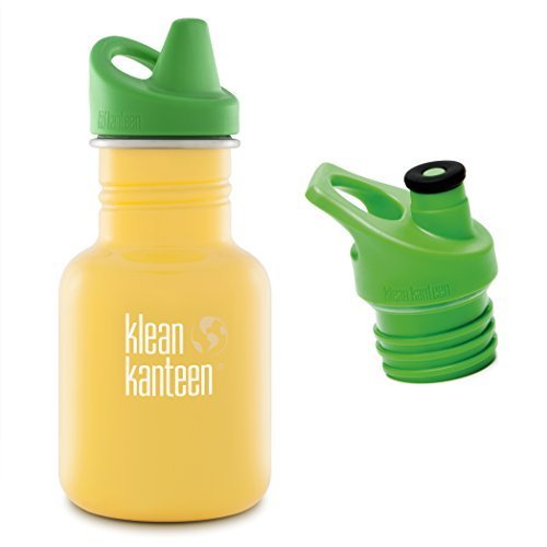 0845070760061 - KLEAN KANTEEN 12 OZ STAINLESS STEEL WATER BOTTLE WITH 2 CAPS (KID KANTEEN SIPPY CAP AND SPORTS CAP 3.0 IN BRIGHT GREEN) - SCHOOL BUS