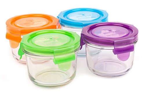 0845070763338 - WEAN GREEN GLASS BABY FOOD STORAGE CONTAINERS, WEAN BOWL 5.4 OUNCES, GARDEN PACK (4 PACK)
