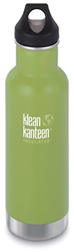 0845070785316 - KLEAN KANTEEN 20 OZ CLASSIC INSULATED STAINLESS STEEL WATER BOTTLE, BAMBOO LEAF WITH BLACK LOOP CAP