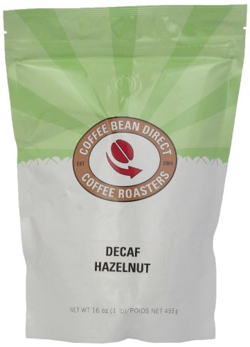 0845183000177 - COFFEE BEAN DIRECT DECAF HAZELNUT FLAVORED, WHOLE BEAN COFFEE, 16-OUNCE BAGS (PACK OF 3)