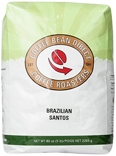 0845183001044 - COFFEE BEAN DIRECT BRAZILIAN SANTOS, WHOLE BEAN COFFEE, 5-POUND BAG