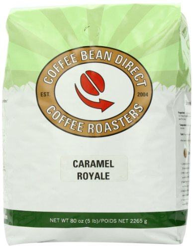 0845183001068 - COFFEE BEAN DIRECT CARAMEL ROYALE FLAVORED, WHOLE BEAN COFFEE, 5-POUND BAG