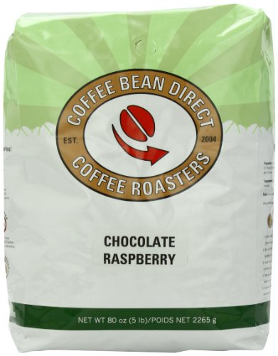 0845183001082 - COFFEE BEAN DIRECT CHOCOLATE RASPBERRY FLAVORED, WHOLE BEAN COFFEE, 5-POUND BAG