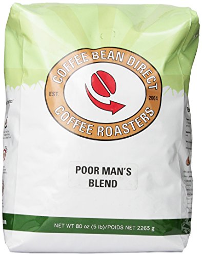 0845183002027 - COFFEE BEAN DIRECT POOR MAN'S BLEND WHOLE BEAN COFFEE BAG 5 LB