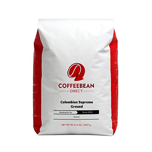 0845183004007 - COFFEE BEAN DIRECT COLOMBIAN SUPREMO, GROUND COFFEE, 80-OUNCE BAG