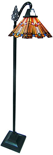 0845202031731 - RIVER OF GOODS 13173 61-INCH H STAINED GLASS MISSION STYLE PHARAOH'S JEWELED SIDEARM FLOOR LAMP