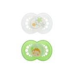 0845296024527 - NIGHT GLOW IN THE DARK PACIFIERS 6M+ BLUE WHITE