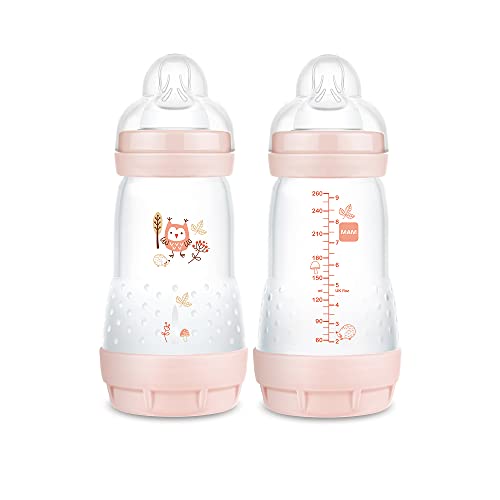 0845296055927 - MAM EASY START ANTI-COLIC MATTE BOTTLE 9 OZ (2-COUNT), BABY ESSENTIALS, MEDIUM FLOW BOTTLES WITH SILICONE NIPPLE, BABY BOTTLES FOR BABY GIRL
