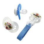 0845296090232 - ROCK N' ROLL SILICONE PACIFIER BLUE & CLIP 6+ MONTHS 2 PACIFIERS