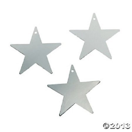0845366000444 - LOT OF 12 SILVER CARDBOARD 9 STAR PARTY DECORATIONS