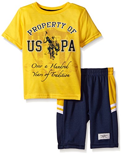 0845649543927 - U.S. POLO ASSN. BABY BOYS' T-SHIRT AND MESH ATHLETIC SHORT, YELLOW OVERDYE, 18 MONTHS