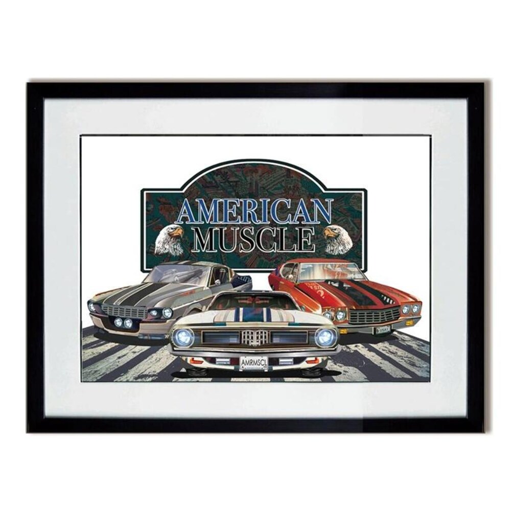 0084580507722 - YOSEMITE HOME DECOR 3220023 40 X 30 IN. AMERICAN MUSCLE 3D COLLAGE FRAMED WALL ART