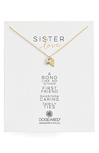 0845918091944 - DOGEARED SISTER LOVE PETITE HEART AND CUPID HEART 18 BOXED NECKLACE, GOLD DIPPED
