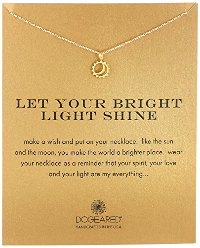 0845918093917 - DOGEARED REMINDER LET YOUR BRIGHT LIGHT SHINE SUN AND MOON GOLD PENDANT NECKLACE, 16.25