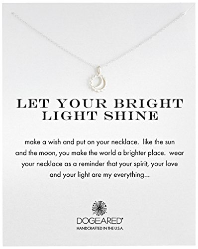 0845918094518 - DOGEARED REMINDER LET YOUR BRIGHT LIGHT SHINE SUN AND MOON STERLING SILVER PENDANT NECKLACE, 16.25