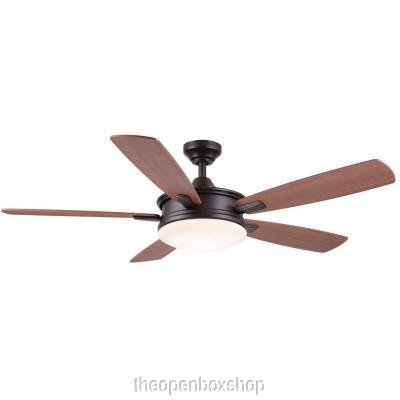 0845952000650 - HOME DECORATORS COLLECTION DAYLESFORD 52 IN. OILED RUBBED BRONZE LED CEILING FAN