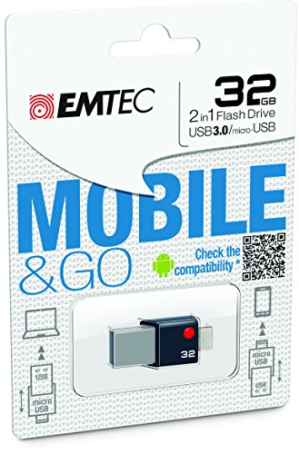 0846143005300 - EMTEC MOBILE & GO 2 IN 1 FLASH DRIVE WITH USB 3.0 AND MICRO-USB, 32 GB