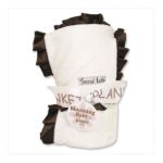 0846216013584 - RUFFLE RECEIVING BLANKET IN WHITE AND BROWN
