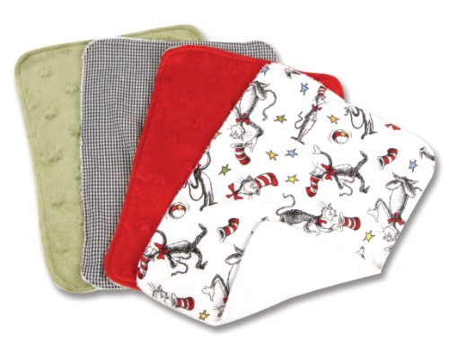 0846216013638 - TREND LAB DR. SEUSS CAT IN THE HAT BURP CLOTH SET, RED, GREEN