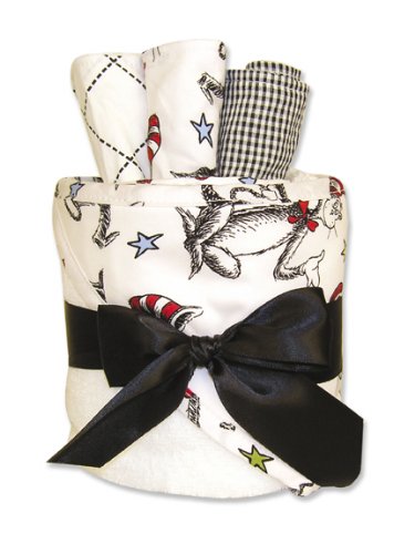 0846216015113 - TREND LAB HOODED TOWEL GIFT CAKE, DR SEUSS CAT IN THE HAT PRINT