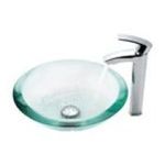 0846639000260 - KRAUS CLEAR GLASS SINK AND VISIO BATHROOM FAUCET
