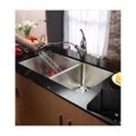 0846639002394 - 33 UNDERMOUNT 70/30 DOUBLE BOWL KITCHEN SINK WITH 11 FAUCET AND SOAP DISPENSER - SOAP DISPENSER FINISH: OIL RUBBED BRONZE