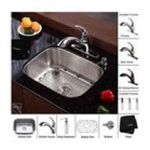 0846639003582 - KRAUS STAINLESS STEEL 20 IN. UNDERMOUNT 16 GAUGE SINGLE BOWL KITCHEN SINK WITH STRAIGHT NECK KITCHEN FAUCET AND SOAP DISPENSER, CHROME