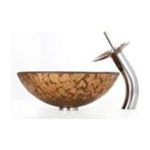 0846639005111 - GOLDEN SUNSET GLASS VESSEL SINK AND WATERFALL FAUCET - MOUNTING RING FINISH: OIL RUBBED BRONZE