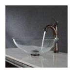 0846639013987 - CRYSTAL CLEAR GLASS VESSEL SINK AND RIVIERA FAUCET - FAUCET FINISH: OIL RUBBED BRONZE