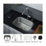 0846639015066 - 23 INCH UNDERMOUNT SINGLE BOWL KITCHEN SINK WITH CHROME FAUCET AND SOAP DISPENSER