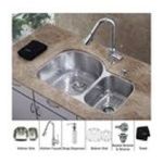 0846639015073 - KRAUS 30 INCH UNDERMOUNT DOUBLE BOWL STAINLESS STEEL KITCHEN SINK WITH CHROME KITCHEN FAUCET AND SOA