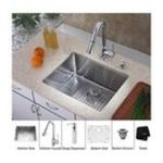 0846639015134 - KRAUS 23 INCH UNDERMOUNT SINGLE BOWL STAINLESS STEEL KITCHEN SINK WITH CHROME KITCHEN FAUCET AND SOA