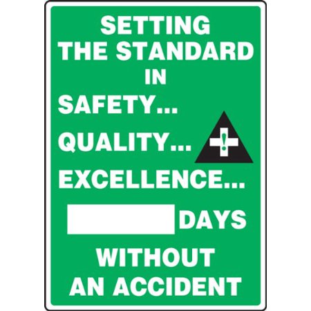 0846642019389 - ACCUFORM SIGNS MSR132PL PLASTIC WRITE-A-DAY SAFETY SCOREBOARD, LEGEND SETTING THE STANDARD IN SAFETY... QUALITY... EXCELLENCE... #### DAYS WITHOUT AN ACCIDENT, 20 LENGTH X 14 WIDTH X 0.125 THICKNESS, WHITE ON GREEN