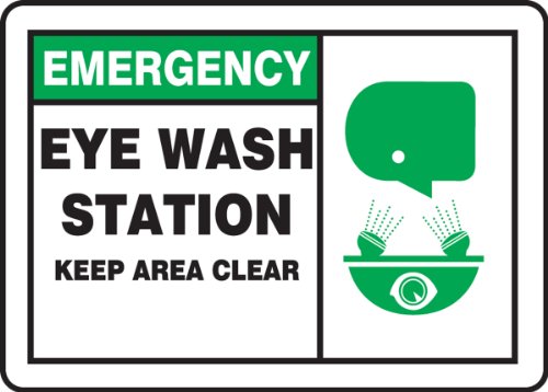 0846642041809 - ACCUFORM SIGNS MFSD928VP PLASTIC SAFETY SIGN, LEGEND EMERGENCY EYE WASH STATION KEEP AREA CLEAR WITH GRAPHIC, 7 LENGTH X 10 WIDTH X 0.055 THICKNESS, GREEN/BLACK ON WHITE