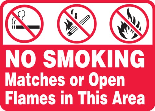 0846642041830 - ACCUFORM SIGNS MSMK434VP PLASTIC SAFETY SIGN, LEGEND NO SMOKING MATCHES OR OPEN FLAMES IN THIS AREA WITH GRAPHICS, 7 LENGTH X 10 WIDTH X 0.055 THICKNESS, WHITE ON RED