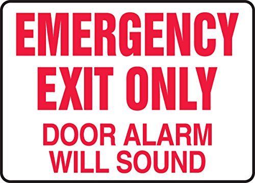 0846642061319 - ACCUFORM SIGNS MEXT591VS ADHESIVE VINYL SAFETY SIGN, LEGEND EMERGENCY EXIT ONLY DOOR ALARM WILL SOUND, 7 LENGTH X 10 WIDTH X 0.004 THICKNESS, RED ON WHITE