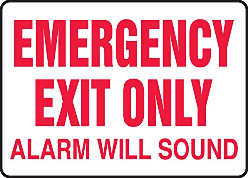 0846642083366 - ACCUFORM SIGNS MEXT551VP PLASTIC SAFETY SIGN, LEGEND EMERGENCY EXIT ONLY ALARM WILL SOUND, 7 LENGTH X 10 WIDTH X 0.055 THICKNESS, RED ON WHITE