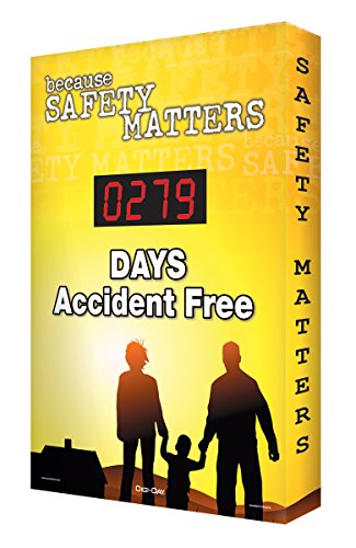 0846642088132 - ACCUFORM SIGNS SCA279 ALUMINUM DIGI-DAY ELECTRONIC SCOREBOARD, LEGEND BECAUSE SAFETY MATTERS - #### DAYS ACCIDENT FREE, 28 HEIGHT X 20 WIDTH X 2 DEPTH, WHITE ON YELLOW