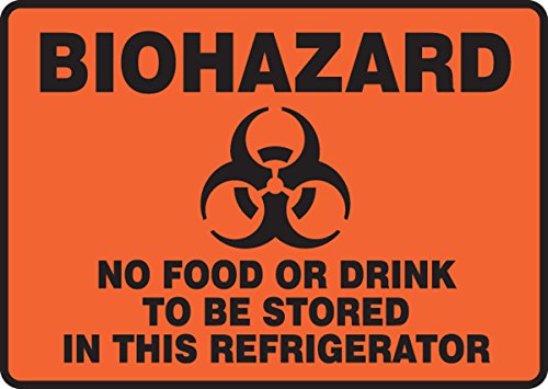 0846642092962 - ACCUFORM SIGNS MGS119 MAGNETIC VINYL REFRIGERATOR SIGN, LEGEND BIOHAZARD NO FOOD OR DRINK TO BE STORED IN THIS REFRIGERATOR WITH GRAPHIC, 7 LENGTH X 10 WIDTH X 0.034 THICKNESS, BLACK ON ORANGE-RED