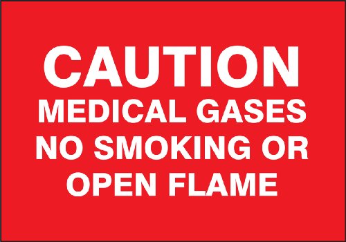0846642093099 - ACCUFORM SIGNS MGS142 MAGNETIC VINYL PATIENT CARE SIGN, LEGEND CAUTION MEDICAL GASES NO SMOKING OR OPEN FLAME, 7 LENGTH X 10 WIDTH X 0.034 THICKNESS, WHITE ON RED