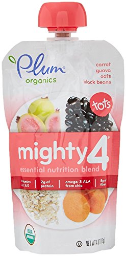 0846675007445 - PLUM ORGANICS MIGHTY 4 ESSENTIAL NUTRITION BLEND, CARROT, GUAVA, OATS & BLACK BE