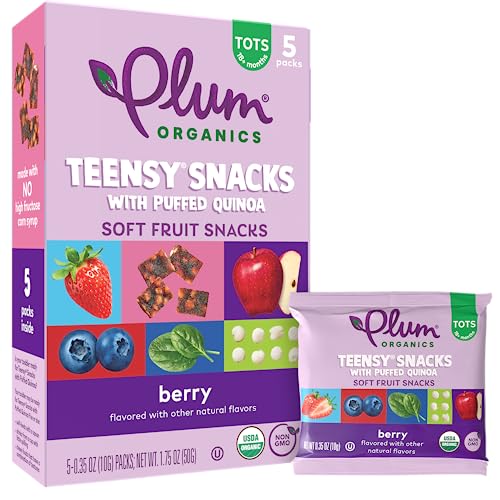 0846675014047 - PLUM ORGANICS | TEENSY FRUIT SNACKS | ORGANIC TODDLER & KIDS SNACKS | PUFFED QUINOA + BERRY | 0.35 OUNCE SNACK (5 TOTAL) NEW LOOK, PACKAGING MAY VARY
