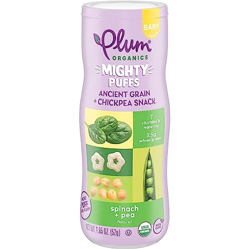 0846675014245 - PLUM ORGANICS MIGHTY PUFFS SNACK FOR BABIES - SPINACH & PEA FLAVOR - (PACK OF 1) 1.85 OZ - ANCIENT GRAIN & CHICKPEA SNACKS