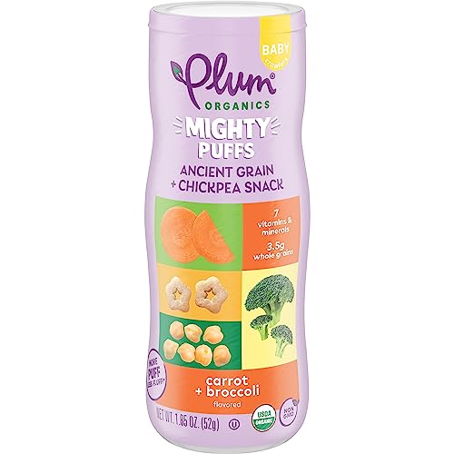 0846675014252 - PLUM ORGANICS MIGHTY PUFFS SNACK FOR BABIES - CARROT & BROCCOLI FLAVOR - (PACK OF 1) 1.85 OZ - ANCIENT GRAIN & CHICKPEA SNACKS