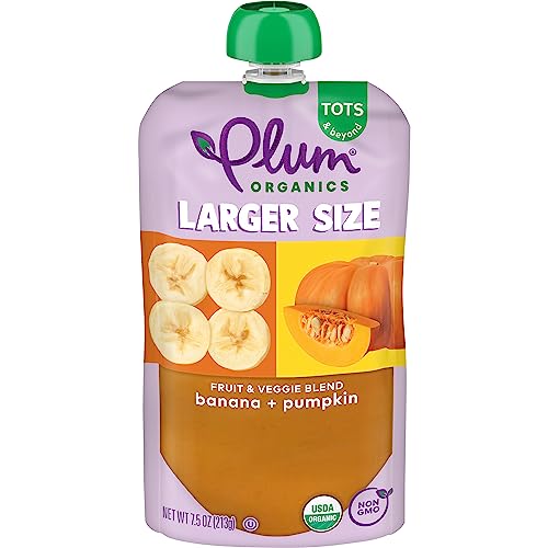 0846675014283 - PLUM ORGANICS | STAGE 2 | BANANA & PUMPKIN | NEW LARGER SIZE - 7.5 OUNCE POUCH | ORGANIC BABY FOOD | FOR BABIES, KIDS, TODDLERS PACKAGING MAY VARY